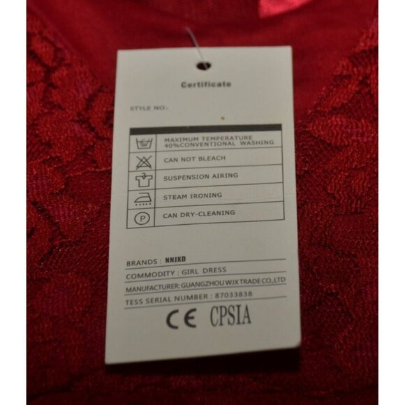 NWR Girls Red Lace & Mesh Layered Dress Bow Back Size 2T 90 Holiday Christmas - Picture 8 of 11